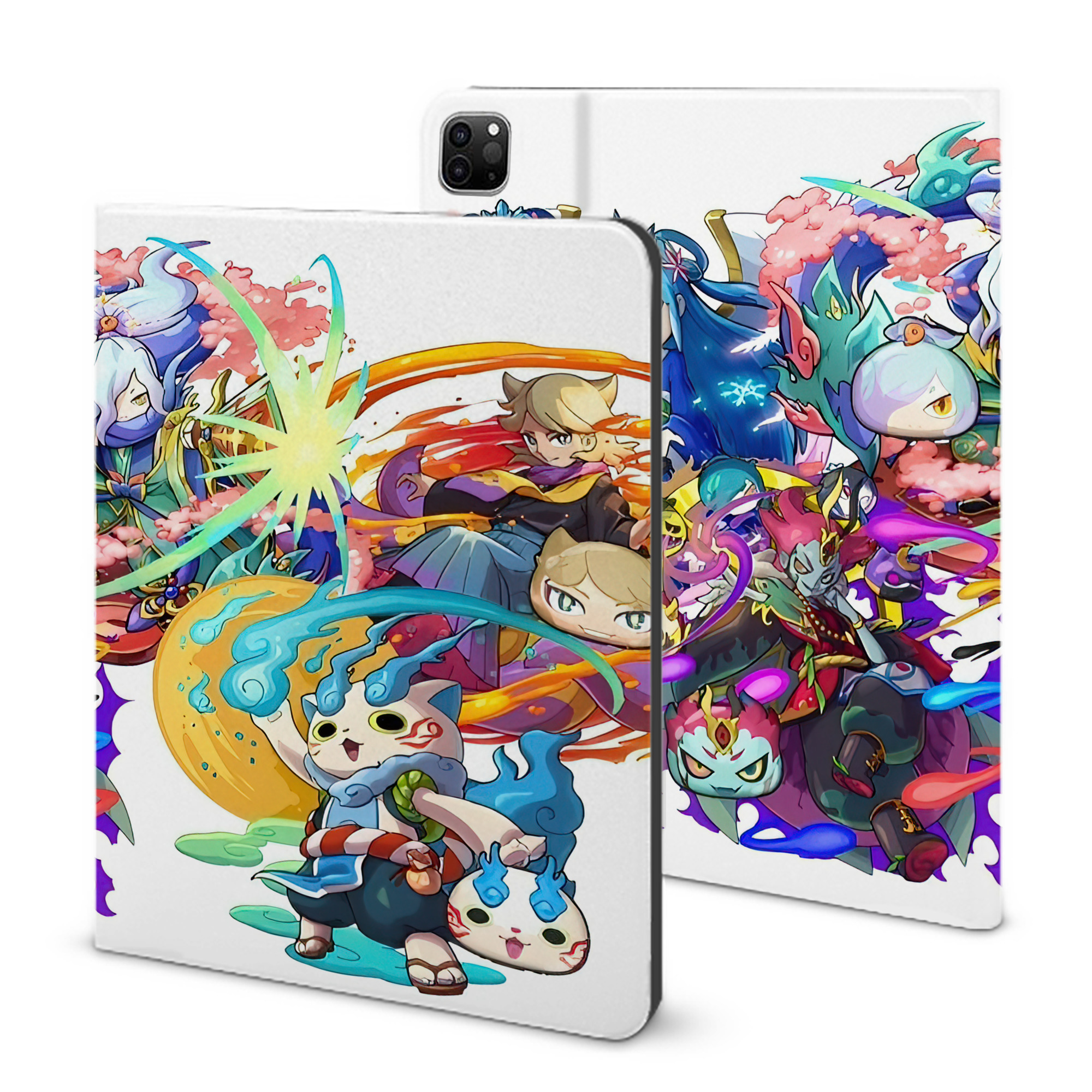 （画像用） 妖怪ウォッチ Yo-kai Watch IPad ケース ブック型 PUレザー TPU 耐衝撃 軽量 薄型 ペン収納なし 全面保護 IPad 各モデル対応